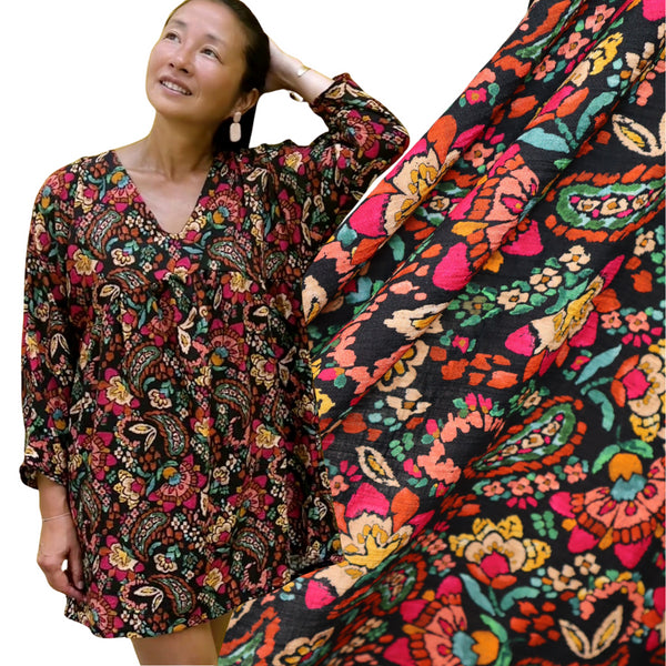 My Dress Made - 'Bohemian Flamed' 80% Viscose 20% Poly *Last Piece (.85m + 1.7m Sold Together)